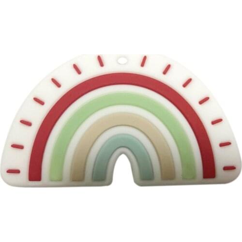 1Pc Rainbow Silicone Teethers Baby Shower Gifts Cartoon Baby Teether Food Grade Tiny Rod DIY Teething Necklace