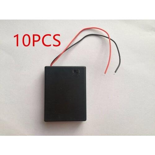 10PCS Brand New Two Wire Leads Black 3 x 1.5V AA Battery Holder Case w Cover