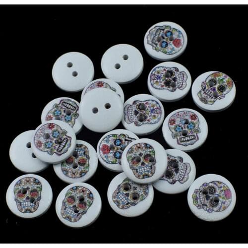 100PCS 15MM Wooden Buttons Wooden Flatbacks Decoration DIY Decorative Wood Button Craft 2-Holes Sewing Accessories Scrapbooking