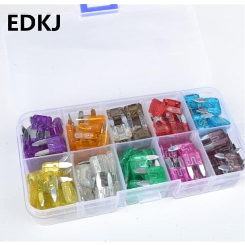 120pcs Small-sized car fuse 2A 3A 5A 7.5A 10A 15A 20A 25A 30A 35A 40A Fuse Aluminium Assortment Auto Blade Type Fuse Set Truck