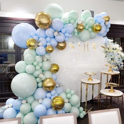 132pcs DIY Pastel Macaron Blue Mint Balloon Garland Gold Globos Arch Kit Birthday Wedding Baby Shower Anniversary Party Decor