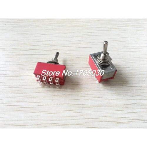 2pcs AC 250V 2A 125V 6A ON/OFF/ON 3 Position 4P2T 4PDT 12 Pins Toggle Switch
