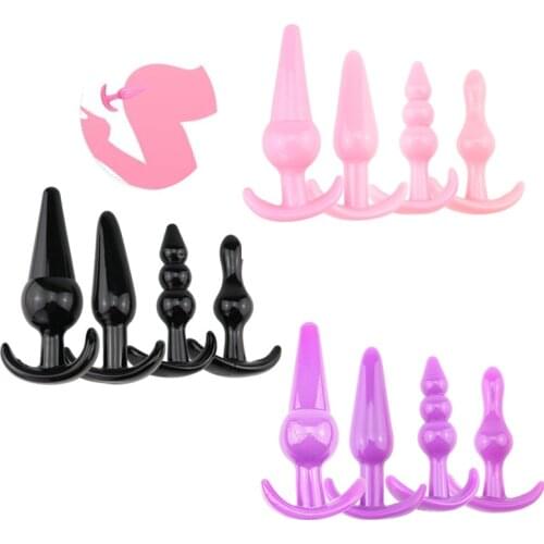 4 PCS Set Vagina Butt Anal Plug Dilator Stimulator Massager Dildo Sexo Sexy Sex Toys Shop For Women Men Gay Erotic Masturbator
