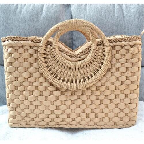 44cm Womens Summer Straw Paper Straw Bag Summer Handbag Beach Bag a6223