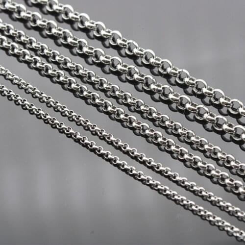 5m/lot 2 3 4 mm Stainless Steel Necklace Rolo Chains Bulk Necklace Findings Metal Link Chains For DIY Jewelry Making Wholesale