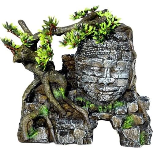 Aquarium Stone Buddha Rockery Decoration Ornaments Fish Shrimp Aquascape Decor Aquarium Accessories-ABUX