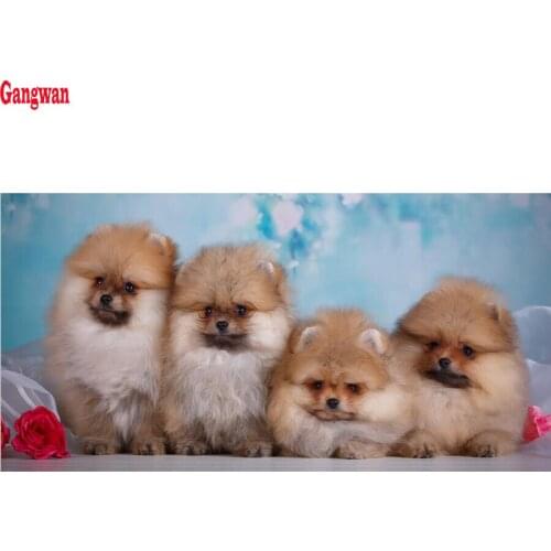 DIY Diamond Painting Cross Stitch Pomeranian Dog Needlework 5D Diamond Mosaic Painting cute pet Full Diamond Embroidery sale art
