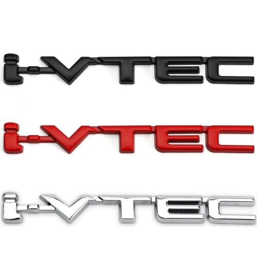 Artudatech 3D Metal i-VTEC Car Trunk Rear Turbo Fender Emblem Badge Decals Stickers Silver Car Accessories