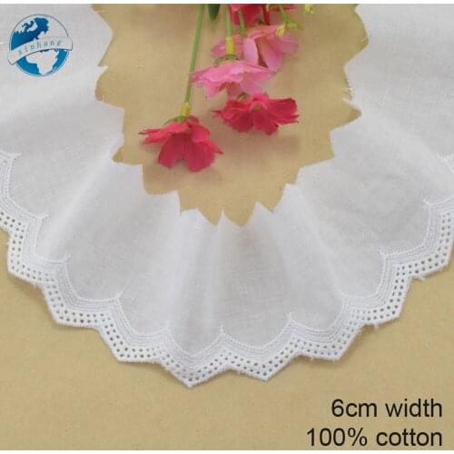 White Lace Cotton Embroid Lace Sewing Ribbon Fabric Guipure Diy Trims Warp Knitting DIY Garment Accessories 6cm wide #3170