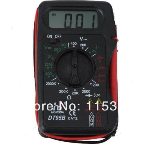 Free shipping DT95B auto power off LCD displayer Digital Multimeter Voltmeter Ammeter Ohmmeter for Diode / battery test