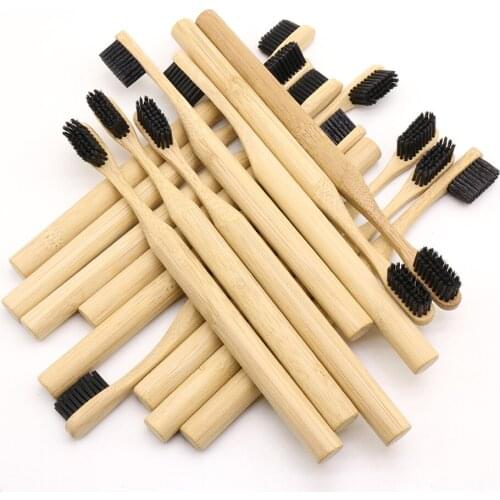 DR.PERFECT 100 PCS/lot Pillar Style Bamboo Toothbrush Wholesale Eco friendly Wooden Bamboo Toothbrush Oral Care Black Head