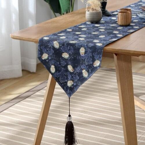 European Blue Bottom Animal Pattern Table Runner Home Hotel Entrance Shoe Cabinet Cover Towel Party Wedding Banquet Table Runner