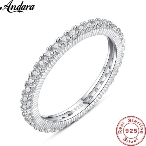 100% Genuine 925 Sterling Silver Fashion Clear CZ Circle Round Rings For Women Wedding Trendy Jewelry Finger Rings
