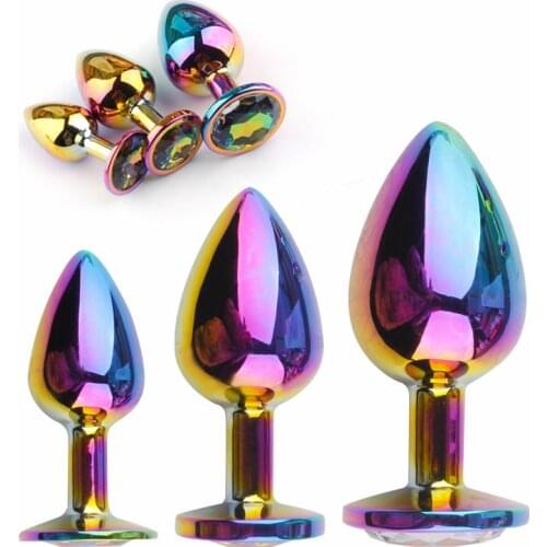 Metal Anal Butt Plug Colorful Steel Prostate Massager Adult Gay Products Big Anus Buttplug Erotic Sex Toys For Men Women Couple