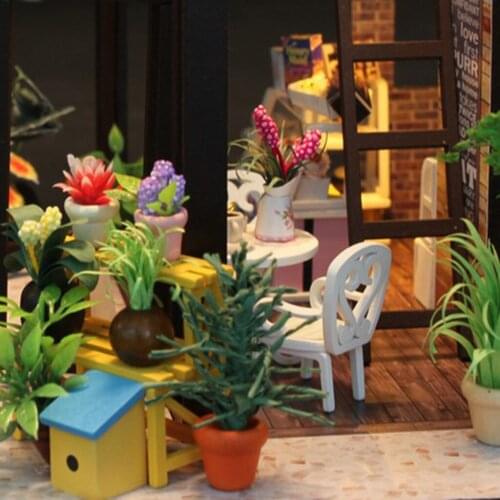 Dollhouse Miniature DIY Kit Toy With Furniture Handcraft Coffee House Gift