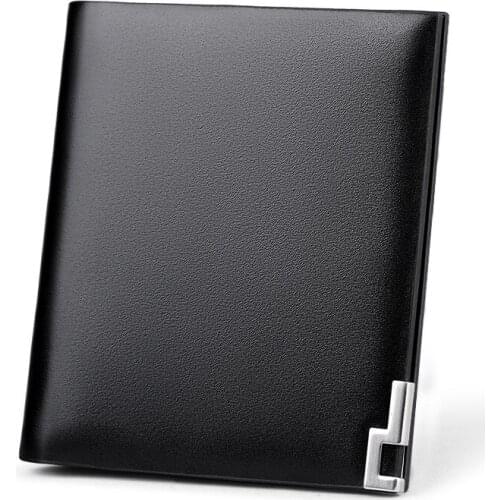 Genuine Leather Mens Wallet Mini Wallet Short Pack Drivers License Card