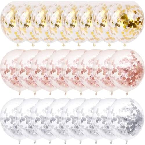 10Pcs 12inch Confetti Balloons Kit Set Thick Chrome Metallic Transparent Balloon Globos Birthday Party Wedding Baby Shower Decor