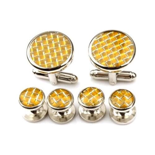 Newly Designed Carbon Fiber Cufflinks Collar Studs 6pcs Set Tuxedo Cuff Links Button Stud Set Mens Jewelry Accessory 5set/lot