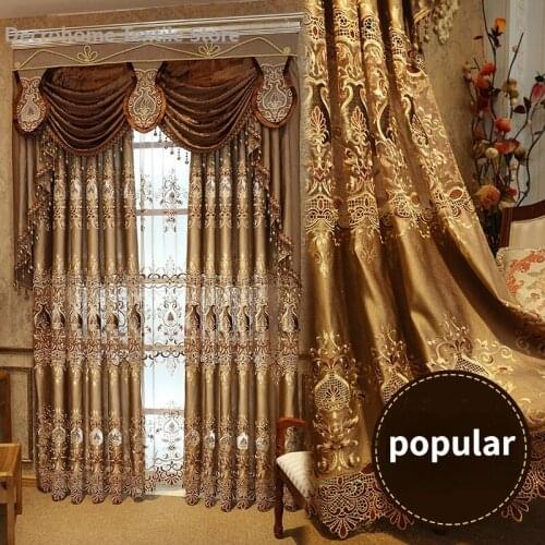 New European High-end Luxury Water-soluble Embroidered Curtains for Living Room Dining Room Bedroom Curtains Can Be Customized