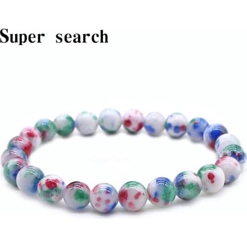 Wholesale Blue red white Round Bracelet Chalcedony Healing Balance Stone Charms beads Lucky Bangles Yoga fashion
