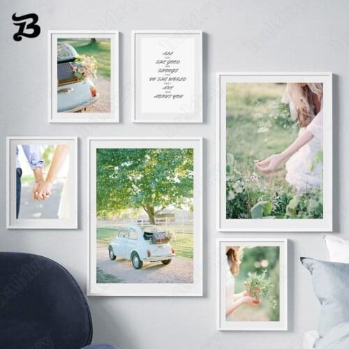 Landscape Art Canvas Painting Green Trees and Couples Wall Art Nordic Posters and Prints Wall Pictures for Living Room Decor
