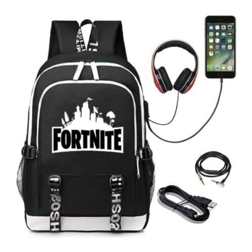 FORTNITE Brand Student School Backpack Luminous Animation USB Charge School bag Teenager boys anti-theft childrens backpack