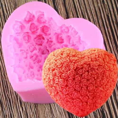 3D Love Heart Rose Flower Shape Sugar Craft Silicone Mold Fondant Cake Chocolate Moulds Decorating Baking Tools