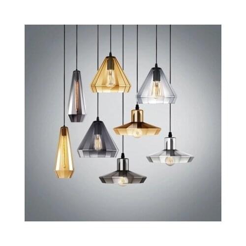 Modern Crystal Glass Pendant Lights Vintage Led E27 Hanging Lamp Nordic Loft Industrial Lighting Fixtures for Kitchen Home Decor