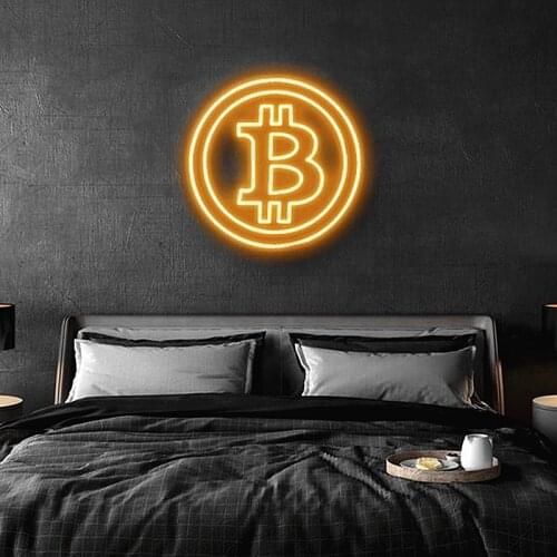 LED Neon Light Sign Bitcoin Neon Wall Lights for Room Decoration Birthday Christmas Gift