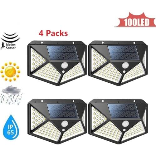 100LED Solar Street Garden Security light Solar Motion Sensor Light with Remote Control outdoor lighting lamp 4 sided 270°lighti