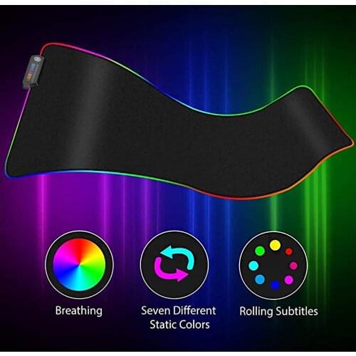 Jelly Comb RGB Luminous Gaming Mouse Pad Non-Slip Rubber Desktop Mouse Pad for PC Laptop LOL Cambol Gaming Mouse Desk Mat Black