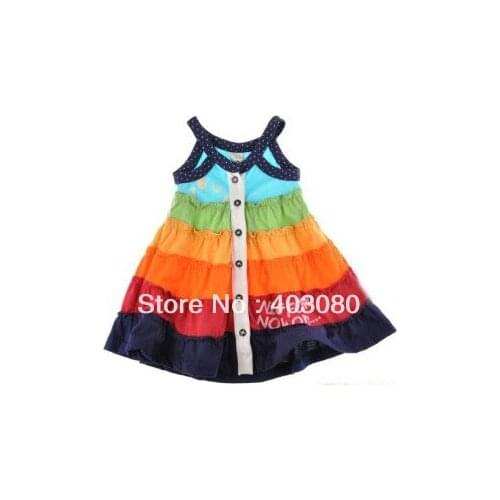 Rainbow 12 months-3years Baby one-piece dress children girl sleeveless dress Bust Short dress ZG:S-L