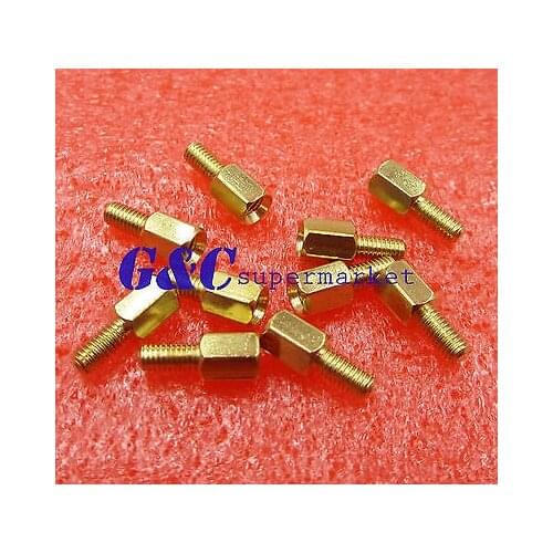10PCS Brass Hex Stand-Off Pillars Male to Female 6mm + 6mm M3 New