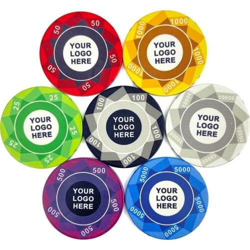 10pcs/Lot 39mm EPT Poker Chips with Custom Denomination Professional Factory