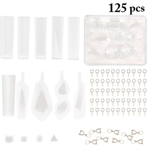 125pcs Jewelry Casting Molds Tools Set Earring Mold DIY Epoxy Mold Resin Molds 15 Designs Earring Mold