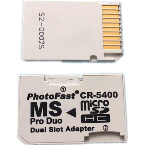 200PCS CR-5400 Dual Card Reader Photofast CR5400 Dual Slot Adapter Micro SD TF Card to MS Memory Stick Pro Duo Adapter