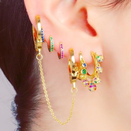 2020 Charm Elegant 5 Mini Round Earrings Pendant Paved Romantic Rainbow Cz Fashion Trendy Drop Earring Jewelry For Women Girls