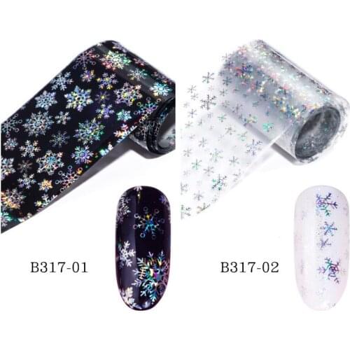 4X100cm Snowflake Holographic Nail Art Transfer Foil Sticker Starry AB Paper Wraps Adhesive Decals Nails Decoration Accessories
