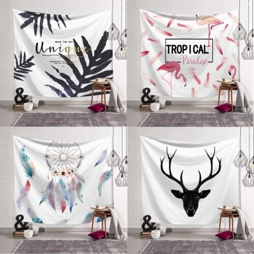 Bohemian Wall Hanging Tapestry Green Leaves Succulents Cactus 3D Flower Art Wall Decorative Carpet Blanket Yoga Mat Beach Towel