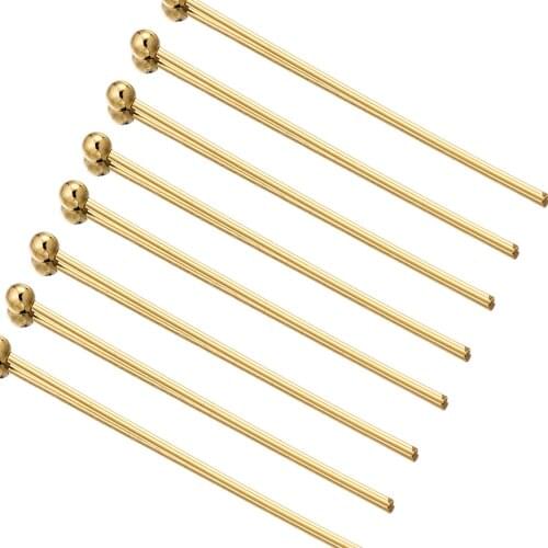 50pcs/lot 20 30 35 40mm Gold Stainless Steel Ball Head Pins for Diy Jewelry Making Supplies Findings Dia 0.6mm Wholesale Bulk