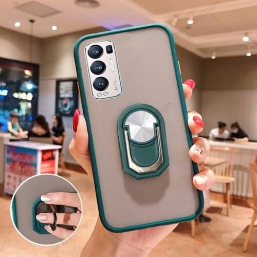 360 Spin Ring Stand Case For OPPO Reno 5 Pro Plus 5 Lite Case Matte Shockproof Transparent Cover For Reno 5F 4SE 3 Pro 2Z 2F 10X