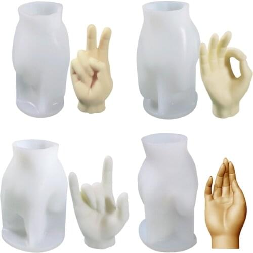 DIY Creative Gesture Candle Epoxy Resin Mold Aromatherapy Plaster Silicone Mould Drop Shipping