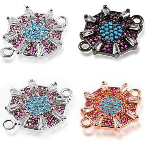 HPXmas Star round Collier Copper Steel Charm Connector needlework Bracelet Women jewelry making bracelet accessories C94