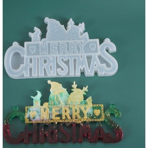 Crystal Epoxy Resin Mold Christmas Letters Listed Decoration Pendant Casting Silicone Mould DIY Crafts Jewelry Making Tools