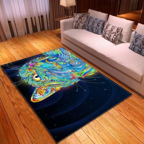 Square mats home bedroom floor mat restaurant modern living room decorative carpets children crawl non-slip 3D printed floor rug