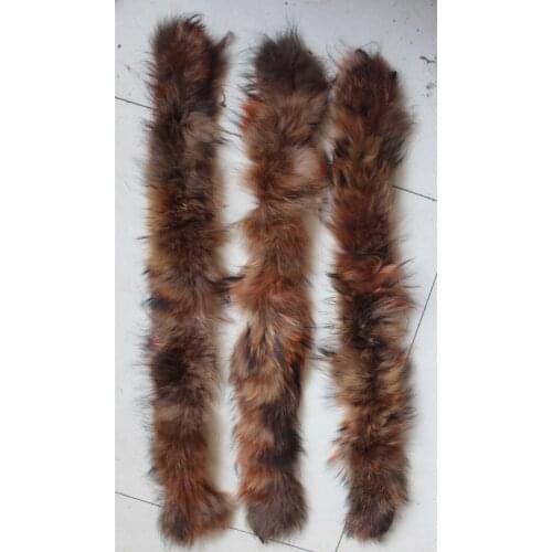 Linhaoshengyue70cm Real Fur Raccoon Fur Children Hood Collar Collar High-Quality Raccoon Fur Fashion Coat Collar Cap Collar
