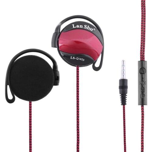 LS-Q140P Sport Headphone 3.5mm Ear-Hook Headset Line Control Earphone Earpiece Earphones with Mic for Phone