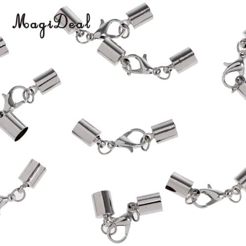 MagiDeal 13 Pieces Silver Stainless Steel Barrel Bead Leather Cord Ends Caps Jewelry Finding Clasp Making Craft
