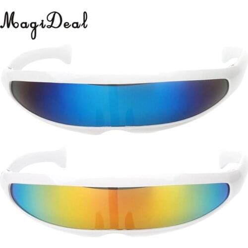 MagiDeal 2pcs Yellow Blue Alien Space Robot Cyclops Futuristic Cosplay Costume Novelty Women Men Sunglasses