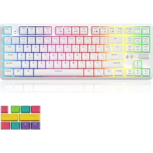 K870T 87 Keys Mechanical Keyboard RGB Wireless bluetooth + Type-C Wired Dual Mode Mechanical Switch Gaming Keyboard